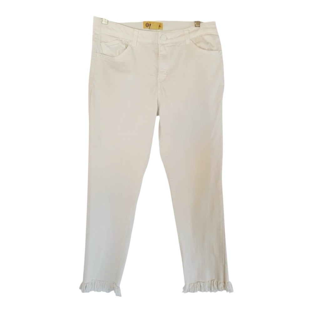 Democracy Women's White Frayed Hem Jeans “Ab” Technology Cropped Size 10